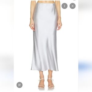 REVOLVE Silver Silk Maxi Skirt